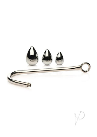 Master Series Anal Hook Trainer with 3 Plugs - Stainless - Silver/Steel