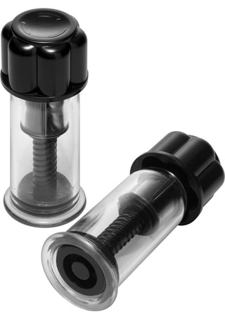 Master Series Black Max Powerful Twist Nipple Suckers - Black/Silver