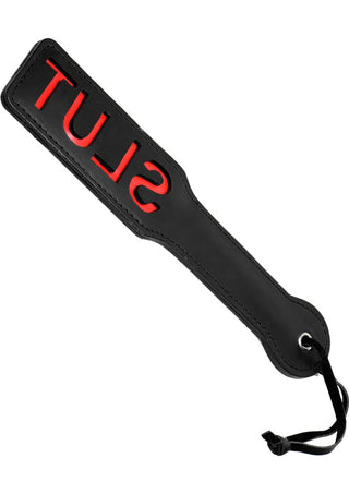 Master Series - Crimson Tied Slut Steel Enforced Spanking Paddle - Black/Red