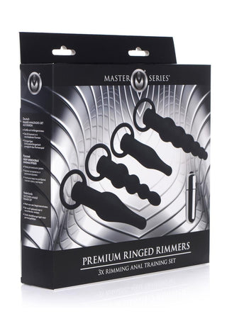 Master Series Premium Ranged Rimmers 3x Vibrating Silicone Rimming Anal Training - Black - 5 Piece/Set