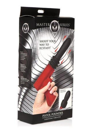 Master Series Thrusting Pistola Rechargeable Silicone Vibrator - Black/Red