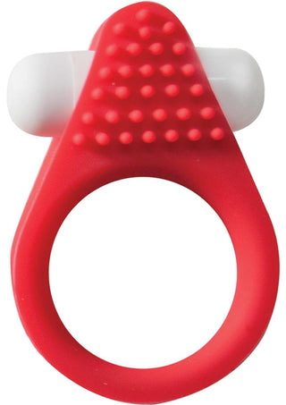 Maxx Gear Stimulation Ring Silicone Vibrating Cock Ring - Red