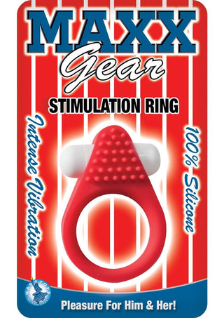 Maxx Gear Stimulation Ring Silicone Vibrating Cock Ring - Red