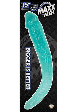 Maxx Men Crystal Curved Double Dildo - Blue - 15in