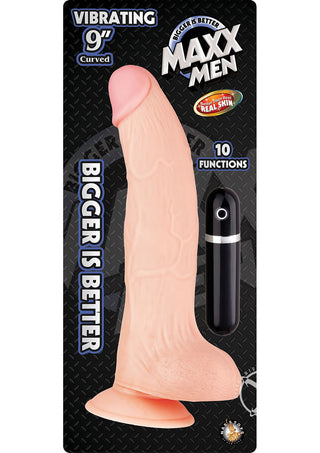 Maxx Men Curved Vibrating Dildo - Vanilla - 9in