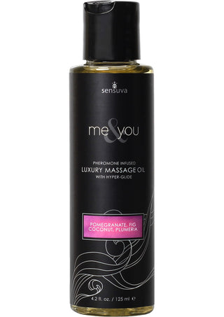 Me and You Pheromone Infused Luxury Massage Oil Pomegranate Fig Coconut Plumeria - 4.2oz