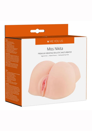 ME YOU US Miss Nikita Vibrating Realistic Masturbator - Pussy and Butt - Flesh/Vanilla