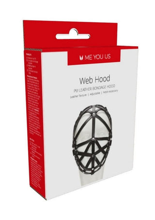 ME YOU US Web Hood Pu Leather Bondage Hood - Black