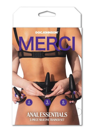 Merci Anal Essentials Silicone Trainer - Black - 3 Piece/Set