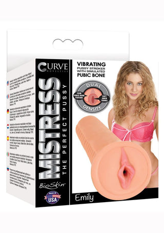 Mistress Emily Vibrating Bioskin Dual Density Stroker - Pussy - Vanilla