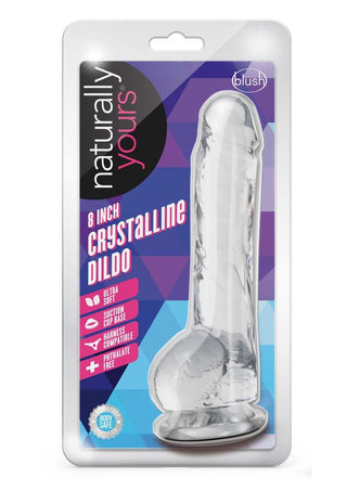 Naturally Yours Crystalline Dildo - Clear/Diamond - 8in