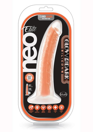 Neo Elite Glow In The Dark Dildo - Glow In The Dark/Orange - 7.5in