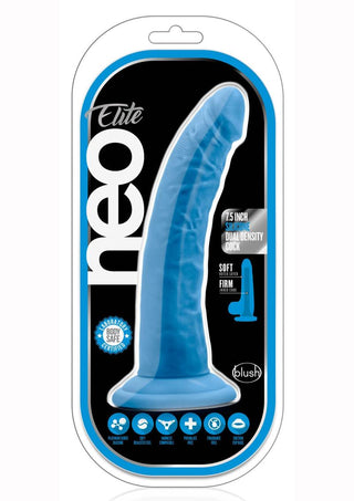 Neo Elite Silicone Dual Density Cock - Blue/Neon Blue - 7.5in