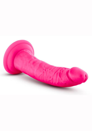 Neo Elite Silicone Dual Density Dildo - Neon Pink/Pink - 7.5in