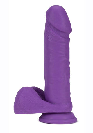 Neo Elite Silicone Dual Density Dildo with Balls - Purple - 8in