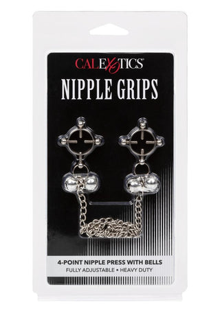 Nipple Grips 4-Point Nipple Press with Bells - Silver