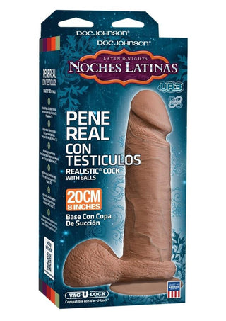 Noches Latina Pene Real Con Testiculos Dildo - Brown/Caramel - 8in