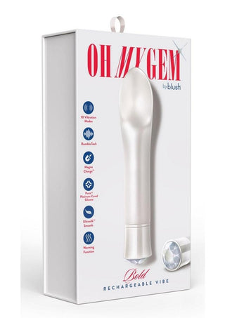 Oh My Gem Bold Rechargeable Silicone Vibrator - Diamond/White