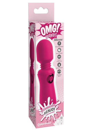 Omg! Wands #Enjoy Rechargeable Silicone Vibrating Massager - Fuchsia