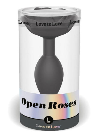 Open Roses Silicone Anal Plug - Black/Black Onyx - Large