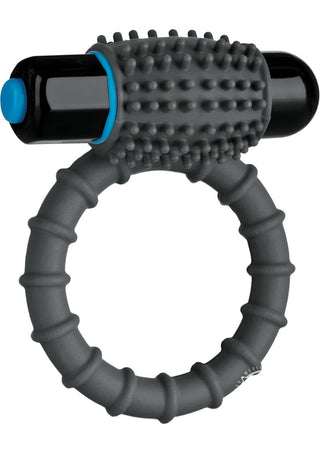 Optimale Silicone Vibrating Cock Ring with Bullet - Grey/Slate