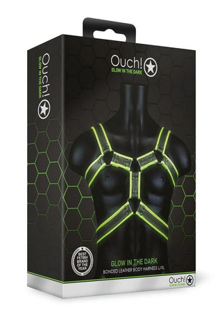 Ouch! Body Harness - Black/Glow In The Dark/Green - Large/XLarge