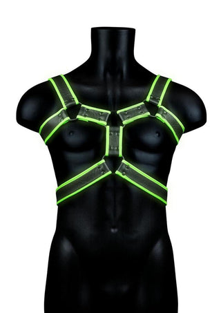 Ouch! Body Harness - Black/Glow In The Dark/Green - Medium/Small