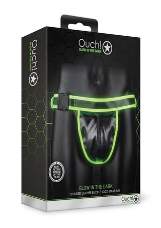 Ouch! Buckle Jock Strap - Black/Glow In The Dark/Green - Medium/Small