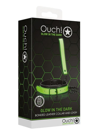 Ouch! Collar Leash - Black/Glow In The Dark/Green