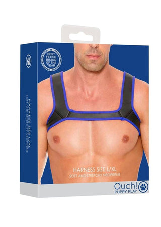 Ouch! Neoprene Harness - Blue - Large/XLarge