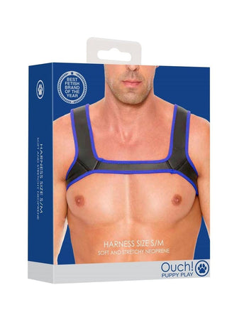 Ouch! Neoprene Harness - Blue - Medium/Small