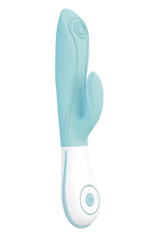 OVO E7 Rechargeable Silicone Rabbit Vibrator - Aqua/Blue