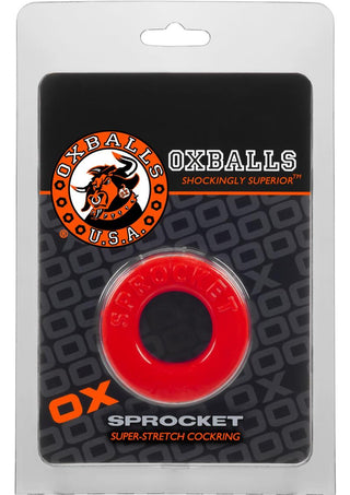 Oxballs Atomic Jock Sprocket Super Stretchy Cock Ring - Red - 2.8in