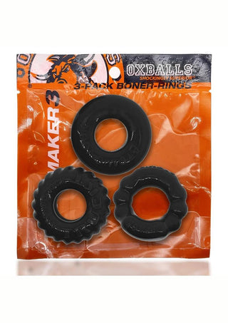 Oxballs Bonemaker Cock Ring Kit - Black - 3 Pack