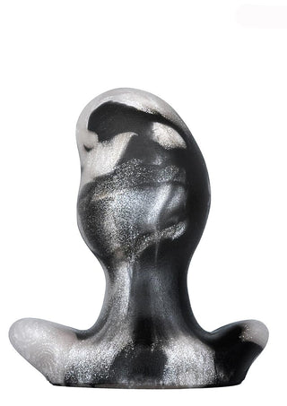 Oxballs Ergo Silicone Butt Plug - Black/Platinum Swirl/Silver - Medium