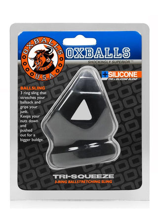 Oxballs Tri-Squeeze Silicone 3-Ring Ball Stretching Sling - Black