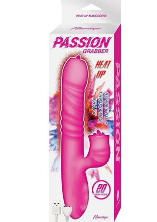 Passion Grabber Heat Up Rechargeable Silicone Rabbit Vibrator - Pink