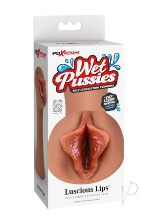 Pdx Extreme Wet Pussies Luscious Lips Self Lubricating Stroker - Caramel