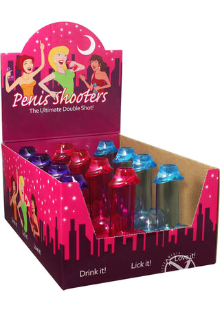 Penis Shooters Double Shot Glasses - Assorted Colors Counter - 12 Per Display/Display