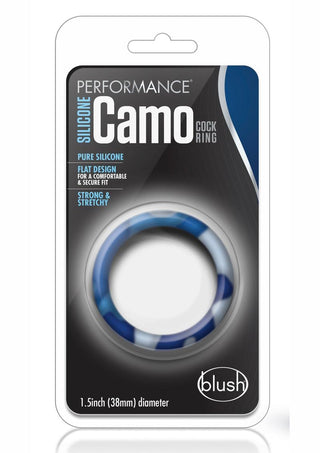 Performance Silicone Camo Cock Ring - Blue Camouflage - Blue