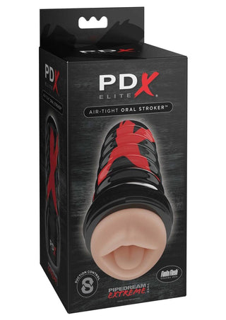 Pipedream Extreme Elite Air Tight Oral Masturbator - Mouth - Black/Flesh/Vanilla