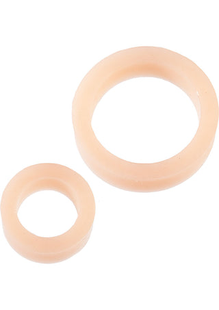 Platinum Premium Silicone The Cock Rings Dual - Vanilla/White - 2 Piece Kit/Pack