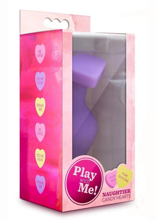 Play with Me Naughty Candy Heart Do Me Now Silicone Butt Plug - Purple