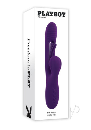 Playboy The Thrill Rechargeable Silicone Rabbit Vibrator - Purple