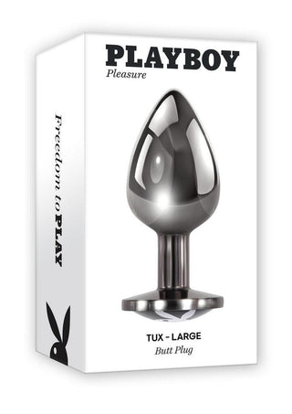 Playboy Tux Metal Anal Plug - Black/Metal - Large