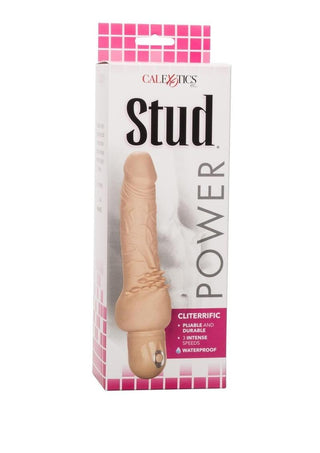 Power Stud Cliterrific Vibrating Dildo - Vanilla/White