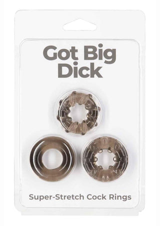 Powerbullet Got Big D Super Stretch Cock Rings - Black - 3 Pack