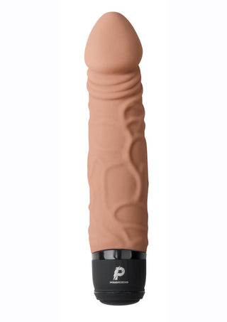 Powercocks Silicone Rechargeable Realistic Vibrator - Caramel/Mocha - 6.5in