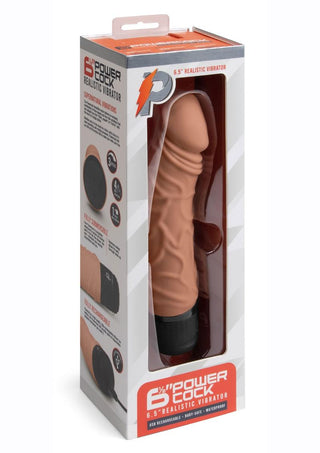 Powercocks Silicone Rechargeable Realistic Vibrator - Caramel/Mocha - 6.5in