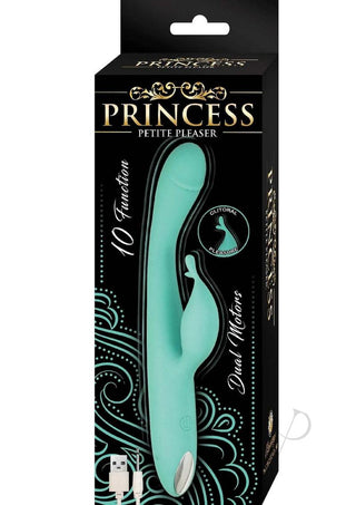 Princess Petite Pleasure Silicone Rechargeable Dual Stimulating Vibrator - Aqua/Green